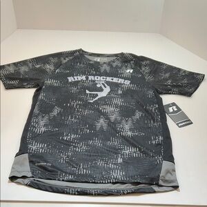 Russell Athletic Black and Gray Graphic Tee